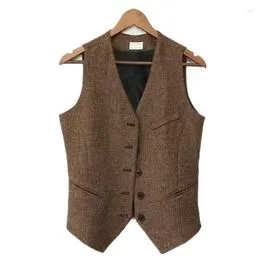 Chaleco de mezcla de lana para mujer, traje de vestir formal de negocios,  chaleco sin mangas con botones