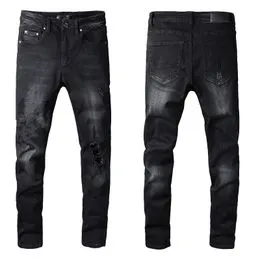 Hombres Azul Claro Tie Dye Moda Flaco Ajuste Rasgado Jeans Agujero  Desgastado Impresión Pantalones Vaqueros Moto Cintura Slim Pantalones