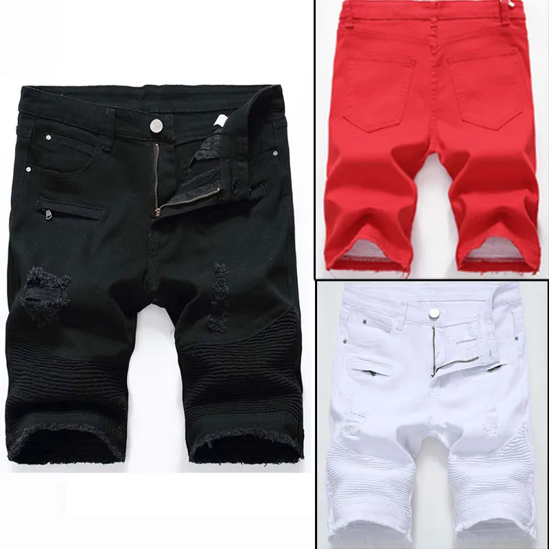 Pantalones cortos para hombre de ajuste clásico de verano rasgados  pantalones vaqueros cortos lavados elásticos rectos pantalones cortos  ocasionales