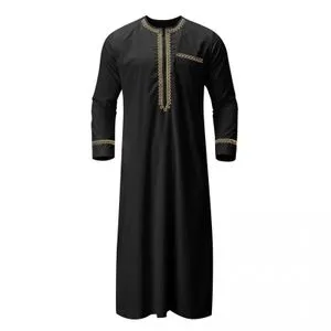 Moslim Mannen Jubba Thobe Islamitische Kleding Jurk Abayas Lange Robe Saudi Moulman Abaya Marokkaanse Caftan Islam Dubai Arab Dressing Grijs XXL