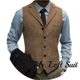 Gilet De Costume En Laine Tweed Pour Hommes, Nouveau Gilet De Cosplay Steampunk Avec Daim, Marié De Mariage, Coupe Cintrée / Costumes Et Blazers