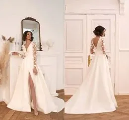 Vestido De Novia De Jardín De Campo Defunda V Cuello Sin Cuello