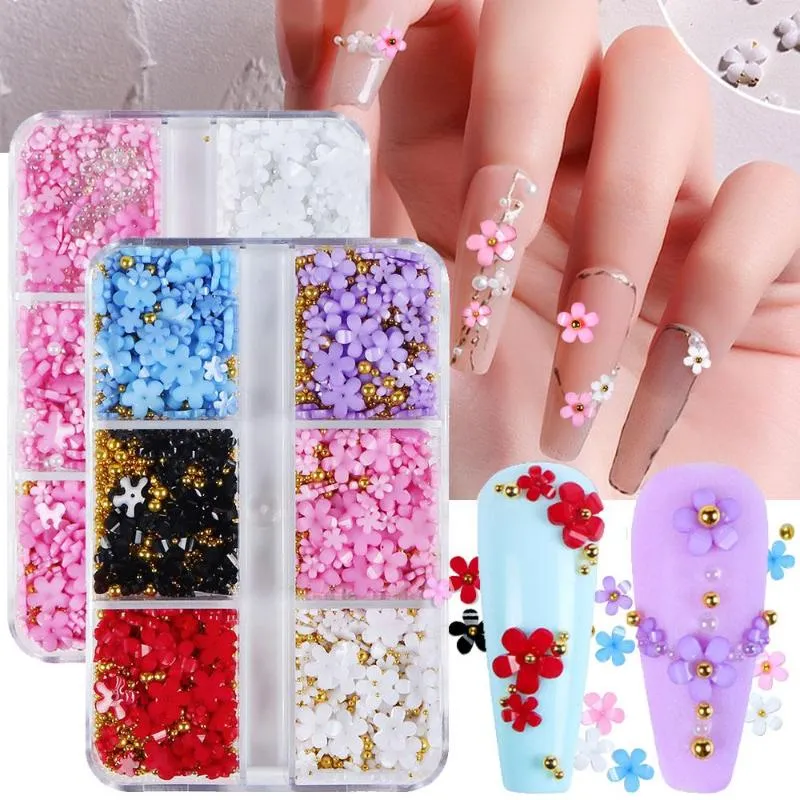 60pcs Colorful Rose Flower Nail Art Charms Nail Glitter Decals Decoration  4d Nail Flower Mixed Size Rose Design Acrylic Nail Stud Jewelry Salon Nail  A