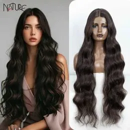 Perruque Longue Femme - Brune Ombrée Effet Naturel - Cheveux Synthétiques - Neuf Avec étiquette