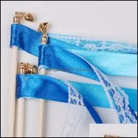Paquet de bâton de ruban de mariage de 12 rubans baguette féerique avec  cloches flottant Décoration Party (bleu)