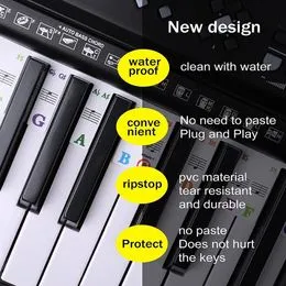Pegatinas De Notas Para Teclado De Piano - Adhesivos De PVC Para Aprendizaje Infantil, Color Negro