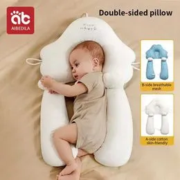 Oreiller de sommeil latéral anti-roulis pour bébé coussin de soutien du cou  en coton doux
