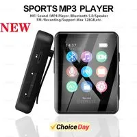 Reproductor MP3 MP4 de 1.8 pulgadas, reproductor de música con Bluetooth,  mini reproductor MP3 MP4 portátil ultrafino, compatible con almacenamiento