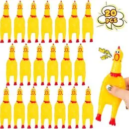 Lot De 6 Poulets Hurleurs En Caoutchouc - Jouet Farce Hilarant à Presser - Taille 30 Cm - Blague Pour Enfants, Chiens, Anniversaires - Jaune