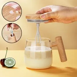 Yuehuamech Zelfroerring, koffiemok, 380 ml, oplaadbaar, magnetische koffiemok, warmdrankmixer, beker, roterend voor thuis, kantoor, reizen, koffie, melk, warme chocoladethee