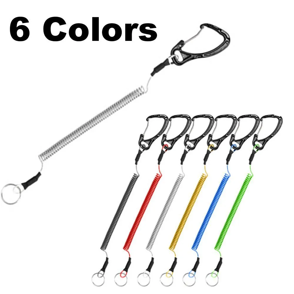 Portable Fishing Coiled Lanyard Or Safety Rope Wire Steel Camping Secure Pliers Lip Grips 1.2m/1.5m Max Stretch Tools