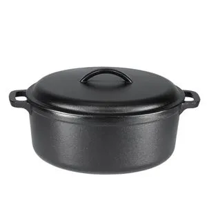 4BIG.fun Kazan Cast Iron Pan, 22 Litres, with Aluminium Lid, Flat