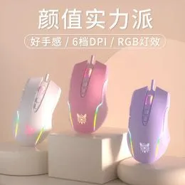 CHYI Ratón De Juego Con Cable Para Niña Y Mujer, Mouse Rosa Con Retroiluminación LED De 3200DPI