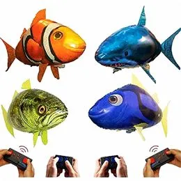 Syrisora Opgeblazen vis, vliegende haai, speelgoed, afstandsbediening, vliegende haai, opgeblazen RC opblaasbare ballon, speelgoed, haai, clownfish, kindercadeau (blauwe haai Syrisora Opgeblazen vis, vliegende haai, speelgoed, afstandsbediening, vliegende haai, opgeblazen RC opblaasbare ballon, speelgoed, haai, clownfish, kindercadeau (blauwe haai