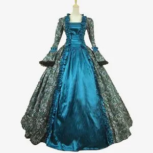 Robe Médiévale Gothique Longue - Style Victorian Rococo - Pour Bal, Cosplay Ou Halloween