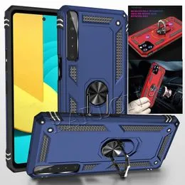 PT - Funda Híbrida De Vidrio Templado Soporte De Anillo A Prueba De Golpes Para T-Mobile RevVL 7 5G Soporte De Regalo (azul
