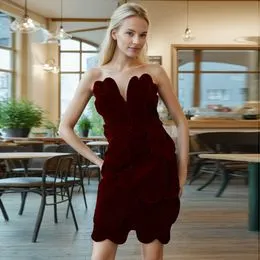 Generisch Mini Robe élégante En Velours Pour Femme - Col