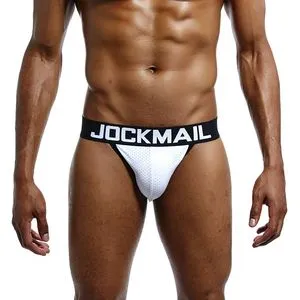 Jockmail Sexy mannenondergoed, gaasstoffen korte slip voor heren, van ventilerend katoen, ondergoed boxers, marineblauw, XXL