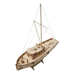MAQUETTE DE VOILIER en bois à deux mâts et 10
