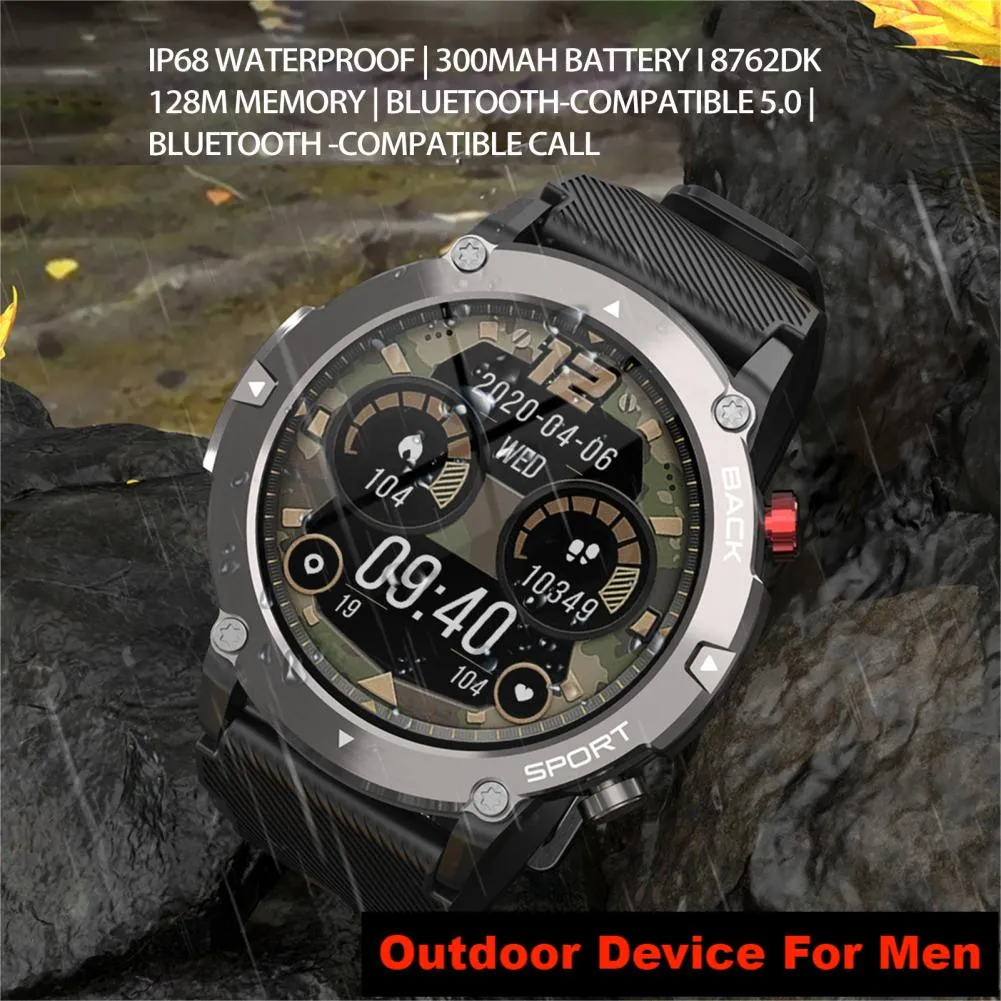 Smartwatch Militar Impermeable 5 Atm Con Gps Para Hombre Color de la caja  Negro Color de la correa Negro Color del bisel Negro Diseño de la correa  sports
