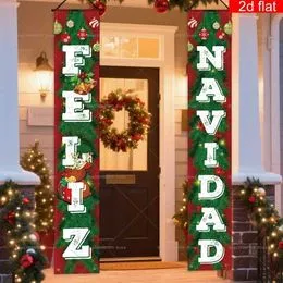 Letrero Colgante Grande "Feliz Navidad" Rojo Rústico Para Decorar Tu Hogar En Navidad