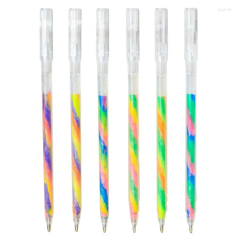 Creative Multi Color Rainbow Gel Pen Highlighters Gel Pen Ball Point Pen  Students Painting Graffiti Fluorescent Pen with 10pcs Refills