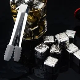 4 cubitos de hielo de acero inoxidable con clips, cubitos de hielo de  piedra de whisky de metal para ER