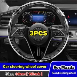 MEIYANFA Housse De Volant De Voiture Couvre Volant Voiture Pour Mazda CX-60 I 2022-2024, Couvre Volant Voiture Imperméable Voiture Accessoires Interieur,A