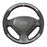 2pcs Couvre Volant Style Fibre de Carbone Rouge Steering Wheel