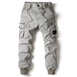 Meilicloth Cargobroek voor heren, lang, casual, baggy, stretch, joggingbroek, sweatbroek, sportbroek met zakken, elastische taille, trekkoord, marineblauw, 32