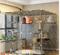 Cage à chat transparente d'intérieur, maison, grande capacité, salon,  balcon, clôture pour animaux de compagnie, Villa à deux étages