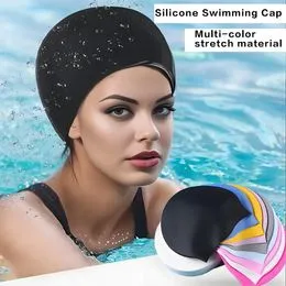 Gorro De Natación Para Pelo Largo Extragrande De Silicona | Negro, Elástico Y Cómodo Para Mujeres Y Hombres
