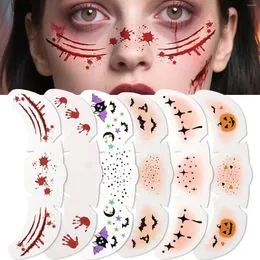 20 Feuilles D'Autocollants De Tatouage Temporaire D'Halloween Cicatrices Corporelles Réalistes Effrayantes