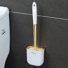 Acheter Nouveau Mini brosse de toilette avec ensemble de supports à long  manche en silicone noir nettoyant pour toilettes brosse murale Wc toilette  salle de bain accessoires