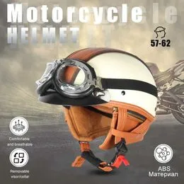 Motorhelm Vintage – Open Gezicht – Retro 3/4 Jethelm – Bluetooth Ingebouwd – Dubbel Vizier – ECE/DOT Goedgekeurd – M/L/XL – Unisex