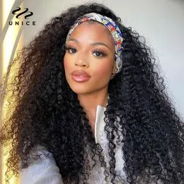 Perruque Afro Bouclée Courte - Cheveux Humains, Noir, 30 Cm, Avec Bandeau, Neuf Sans étiquettes
