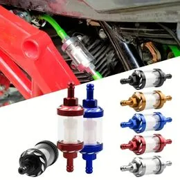 Filtre à Carburant Moto 8 Mm En Aluminium Et Verre Transparent – Universel Pour Moto, ATV, Dirt Bike, Noir