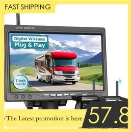 Caméra de Recul 7 pouces Moniteur LCD,18 LED IR Nocturne Vision Caméra Arrière Kit 20m Câble 12V