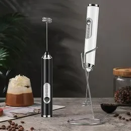 Mousseur À Lait Portable Rechargeable Avec 2 Têtes Et 2 Vitesses