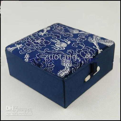 Mix Color Pattern Silk Fabric Square Jade Jewelry Presentation Boxes ...