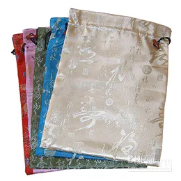 Superbe couchette cordon soutien-gorge sous-vêtements sacs de voyage stockage soie brocade imprimé cadeau emballage sachets 10 pcs / lot Mix couleur livraison gratuite