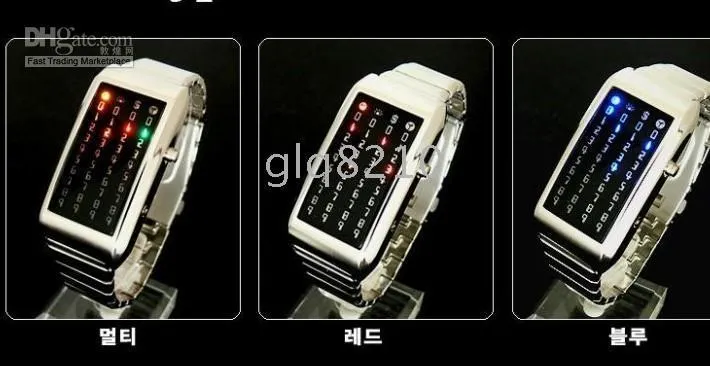 Intercrew Genuine LED Lights Watch Fashion Stainless Steel Couple Wrist Watches Multicolor xmas gifts 2pcs lot
