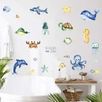 Autocollants Colorés Monde Sous-Marin Wall Stickers Tortue Algues Wall  Stickers - Autocollant amovible en vinyle pour chambre d'enfants,  décoration murale de la pépinière