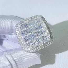 Bague Homme Moissanite Glacée 3D - Argent 925, Style Hip Hop - Tailles 6 à 13 - Italie