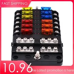 Boîte à Fusibles 12 Voies ATC/ATO 12V-24V Avec LED – Porte Fusible Étanche Indicateur Pour Voiture, Bateau, SUV