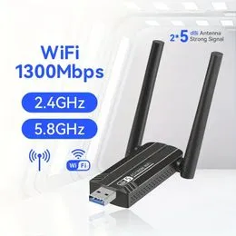 Adaptador Wifi USB 3,0, antena de doble banda de 1300Mbps, 2,4G/5,8G,  tarjeta de red Ethernet, receptor Wifi inalámbrico para PC y portátil -  AliExpress