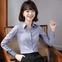 Blusa Camisa Cuadros Formal Oficina Moda Mujer Manga Larga