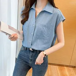 Blusas de mezclilla sin manga clearance