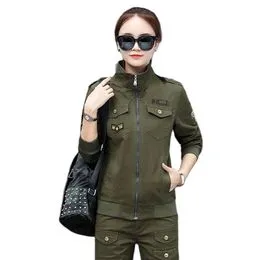 Chaqueta Militar Verde Militar Mujer Online