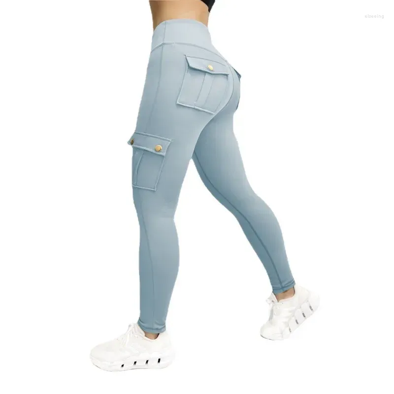 Yoga Basic Legging esportiva sólido cintura larga bolso lateral